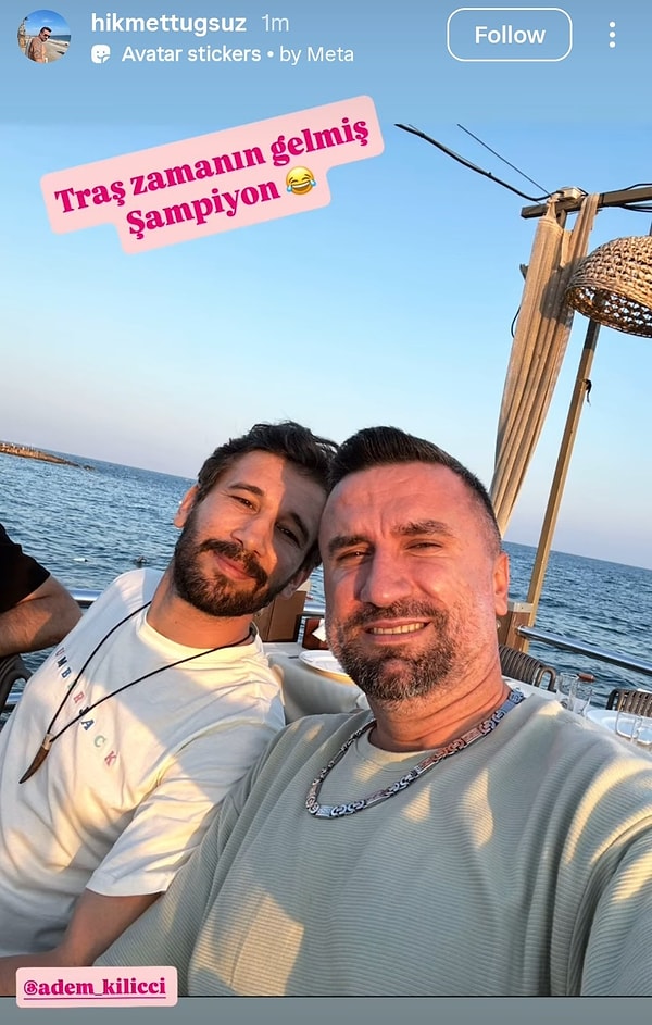Hikmet Tuğsuz, bu defa Survivor 2025 şampiyonu Adem Kılıçcı'yla bir araya geldi. Görseli
