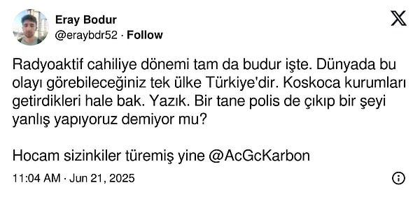 Twitter’da kaliforniyum için yapılan kafa karıştıran paylaşım 👇