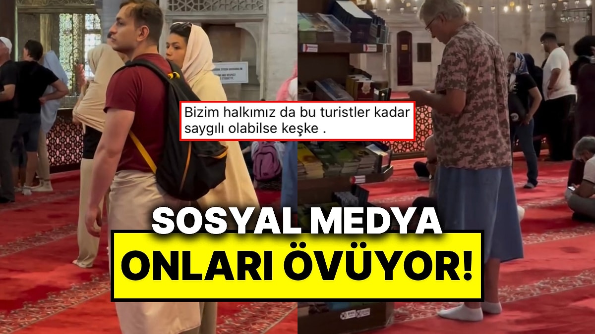 Türkiye’yi Gezmeye Gelen Turistlerin Camileri Gezerken Etek Giydiği Anlar Sosyal Medyada İlgiyle Karşılandı