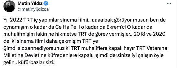 Oyuncu bu kez de sosyal medya hesabından kendisini eleştirenlere sert bir karşılık verdi.