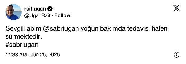 Sabri Ugan'ın kardeşi Raif Ugan: