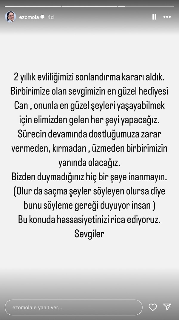 Ezgi Mola'nın açıklaması 👇️