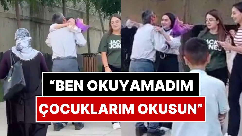 YKS'ye Giren Kızını Çiçekle Karşılayan Babanın Yürekleri Isıtan Hikayesi
