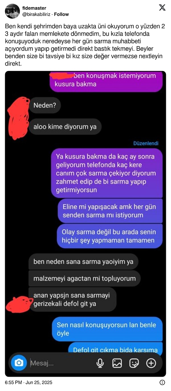 Paylaşım ve geçen diyalog şöyle;