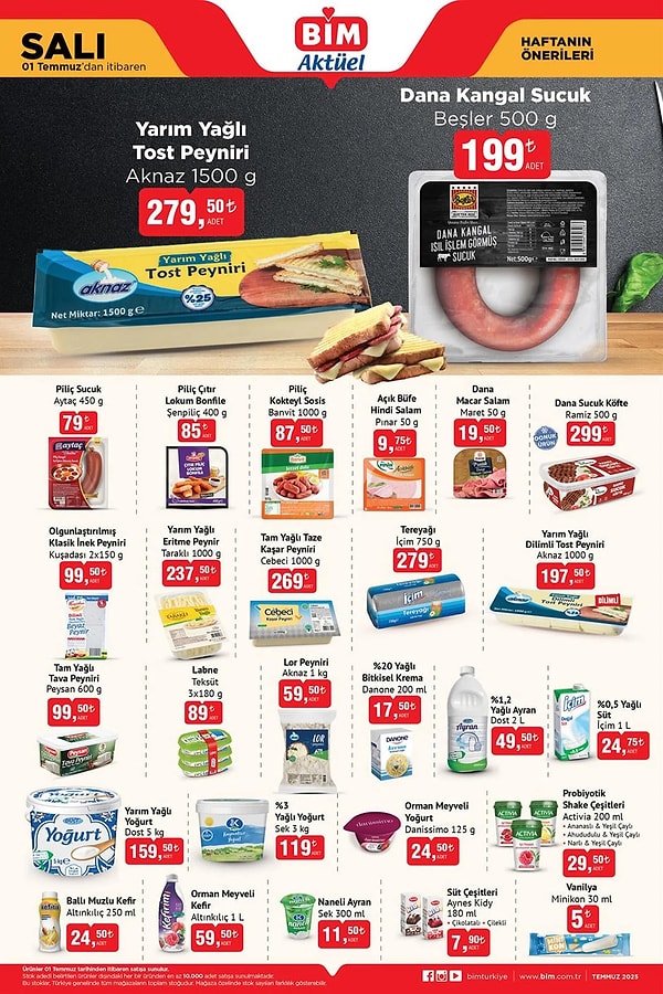 Aknaz Yarım Yağlı Tost Peyniri 1500 gr 279,50 TL