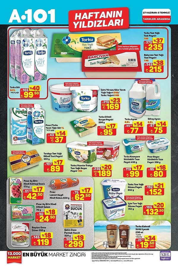 Torku Süt 4x1 Litre 99,50 TL