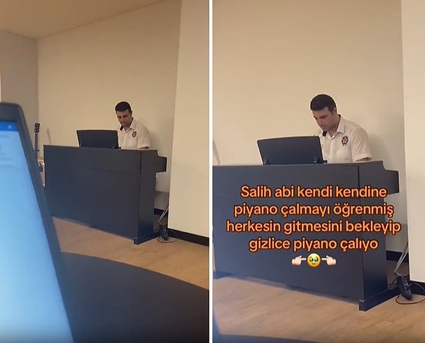 Salih Aksoy, sosyal medyada "piyanist güvenlik görevlisi" olarak tanındı.