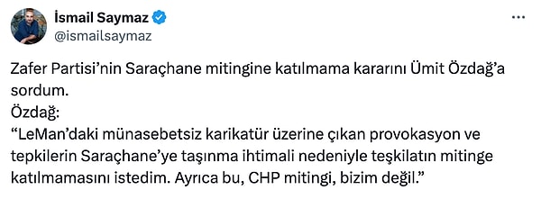Zafer Partisi ve Ümit Özdağ Saraçhane’de yapılacak mitinge katılacak mı?
