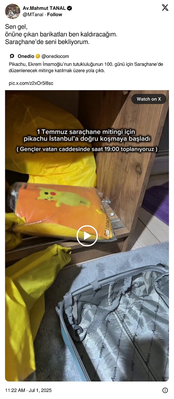 Eski CHP Milletvekili Mahmut Tanal da Twitter hesabından Pikachu’ya seslenmişti. 👇