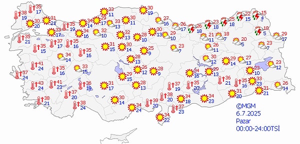 6 Temmuz Pazar Hava Durumu 👇