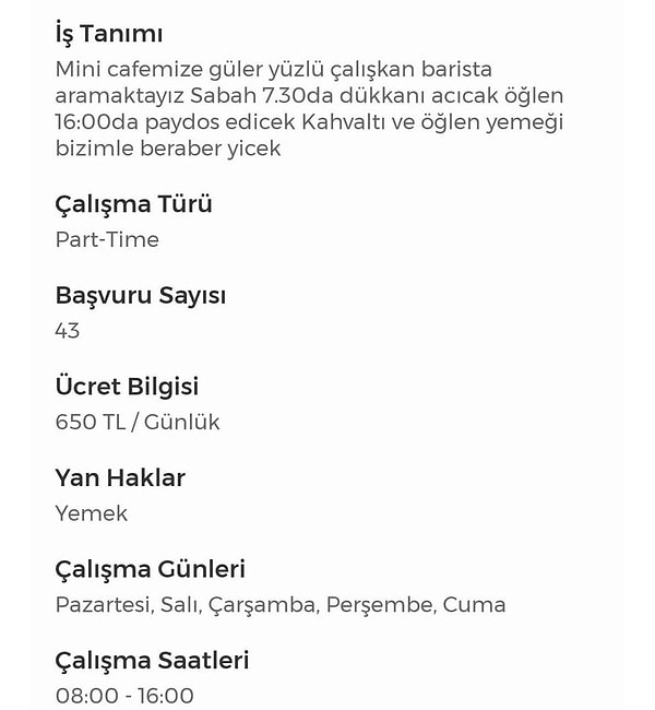 İlan şöyle;