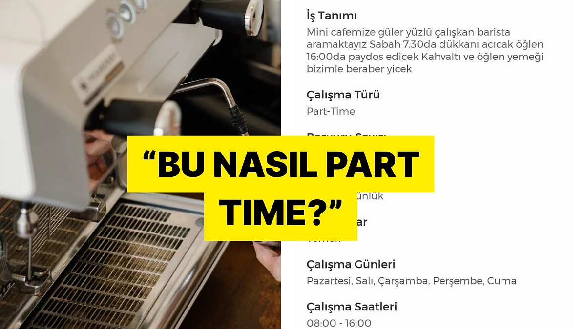 Bir Cafenin Verdiği &quot;Part Time&quot; Barista İlanı Tepkilerin Odağında