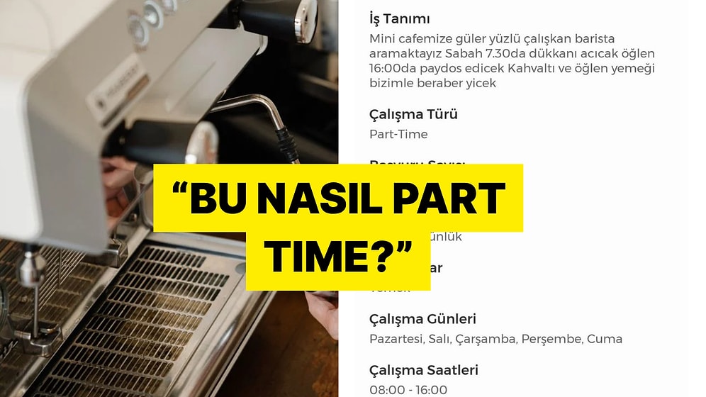 Bir Cafenin Verdiği "Part Time" Barista İlanı Tepkilerin Odağında