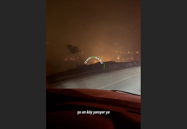Germiyan’da aracıyla seyahat eden sürücü, bir köyün tamamen yandığını söyledi.