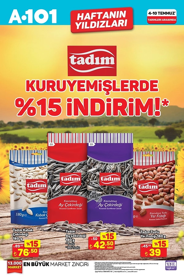 Tadım kuruyemişlerde %15 indirim