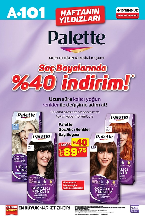 Palette Saç Boyalarında %40 indirim 👇🏽