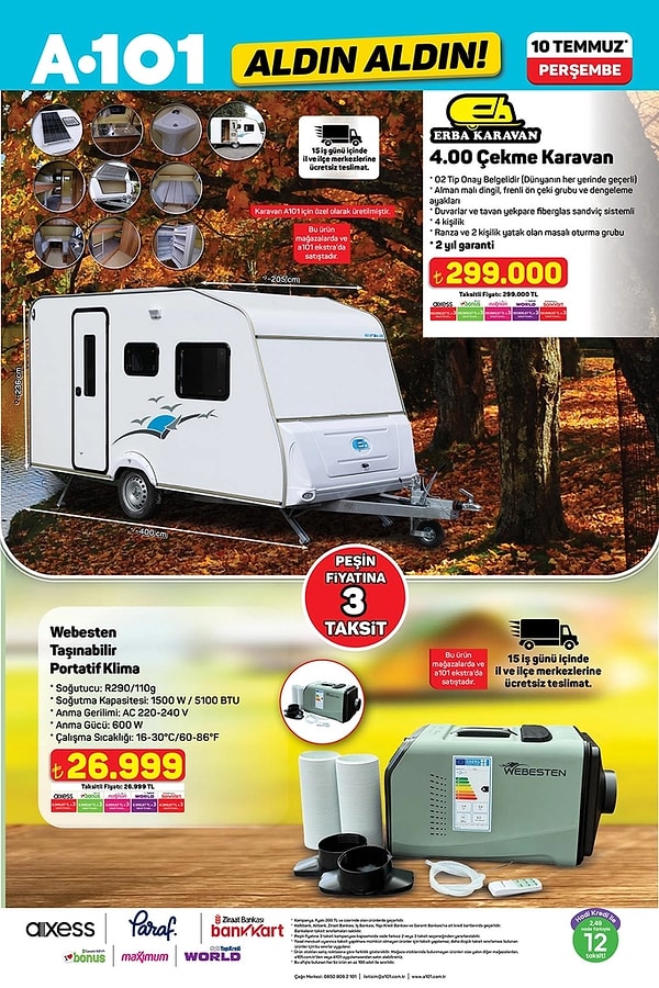 Erba Karavan 4.00 Çekme Karavan 299.000 TL