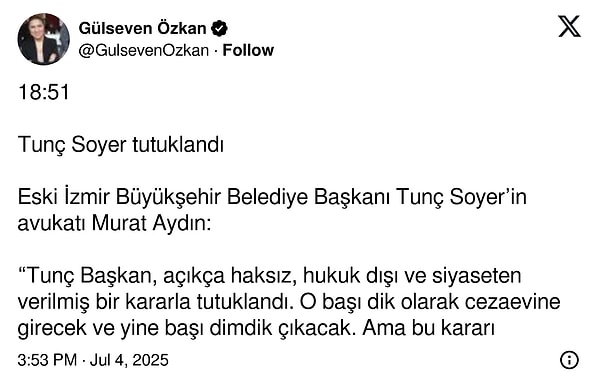 Avukat Murat Aydın: "Hukuk dışı ve siyaseten verilmiş bir kararla tutuklandı."