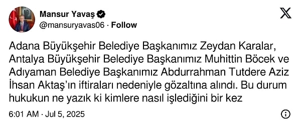 Ankara Büyükşehir Belediye Başkanı Mansur Yavaş👇🏻