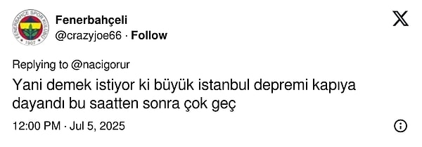 Naci Görür'ün paylaşımına gelen yorumlardan birkaçı şöyle👇🏻