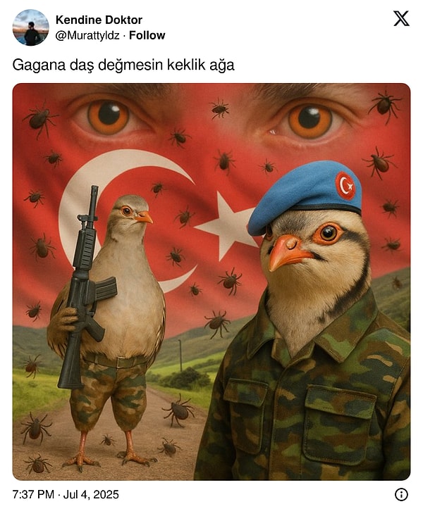 Geçtiğimiz günlerde ölen keklik de unutulmadı.