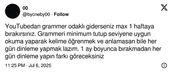 Grammer odaklı değil, listening odaklı öğrenme.