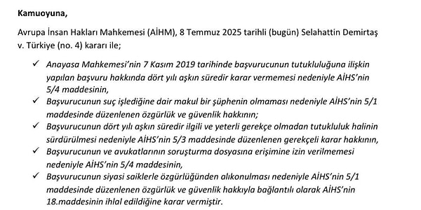 AİHM'nin ilgilli kararı şöyle;