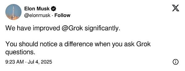 Elon Musk geçtiğimiz günlerde Grok'un yeni bir geliştirme aldığını duyurmuştu.