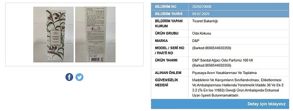 D&P oda kokusu listede yer aldı.
