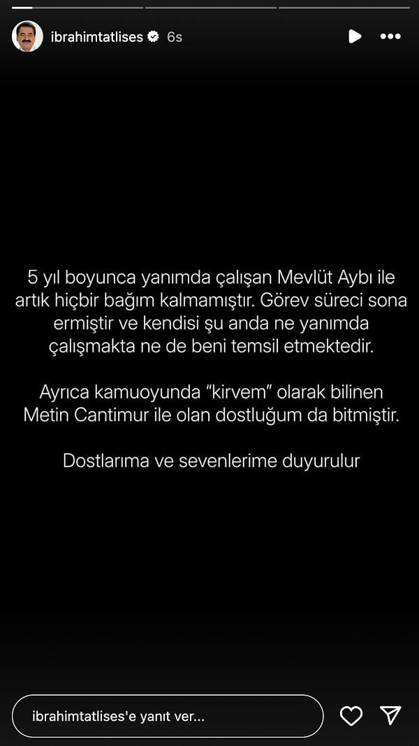 Üstelik bu ayrılık haberi hayranları için de sürpriz oldu çünkü Tatlıses’in geçtiğimiz yıl Mevlüt Aybı’nın düğününe katılıp nikah şahidi olduğu biliniyor.