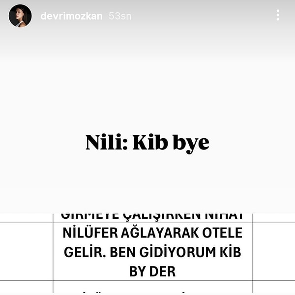 Başrol Devrim Özkan’ın Instagram paylaşımı da radara girdi.