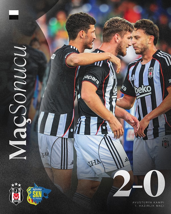 Beşiktaş yeni sezon öncesi oynadığı ilk hazırlık maçında Avusturya takımı St. Pölten’i 2-0 yendi.