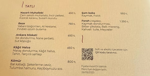Bir sosyal medya kullanıcısının paylaşımında da tatlı fiyatları radara girdi.
