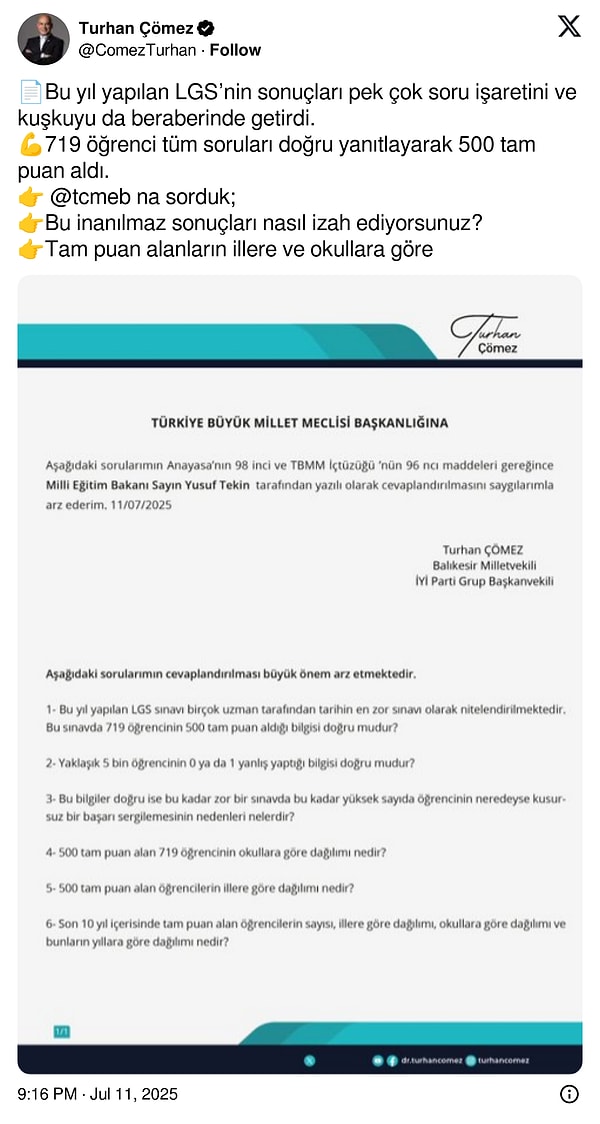 "Kuşkuyu beraberinde getirdi."