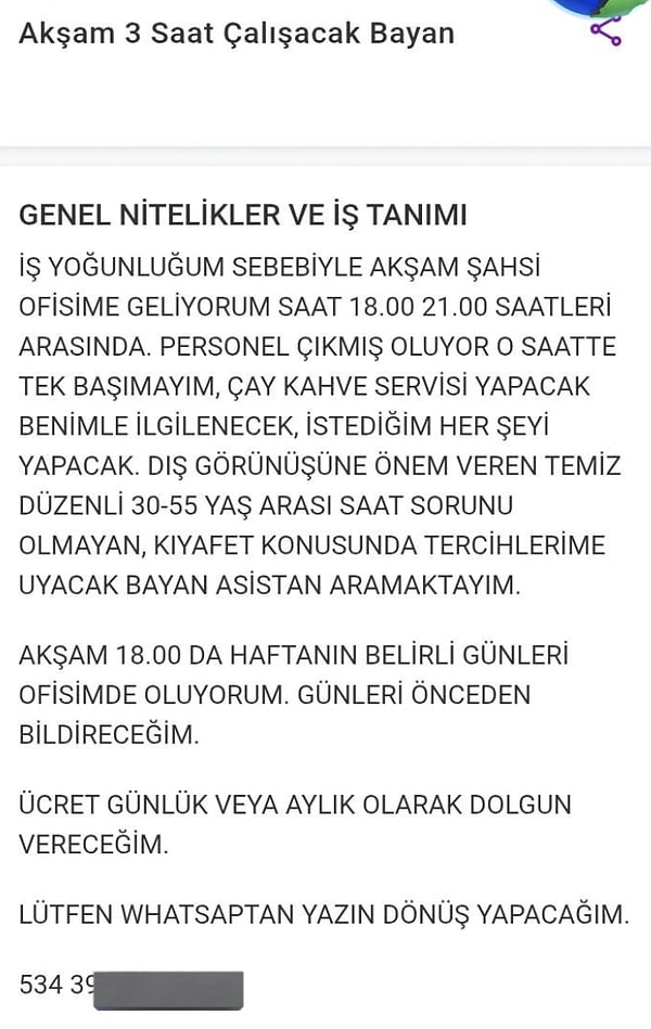 Sosyal medyada tepki çeken skandal iş ilanında şu ifadeler yer aldı: