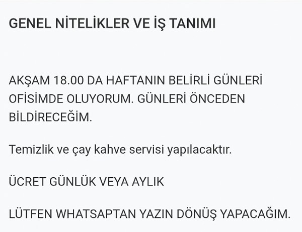 Sosyal medyada yayılmasının ardından söz konusu kişinin ilanı güncellediği ileri sürüldü.