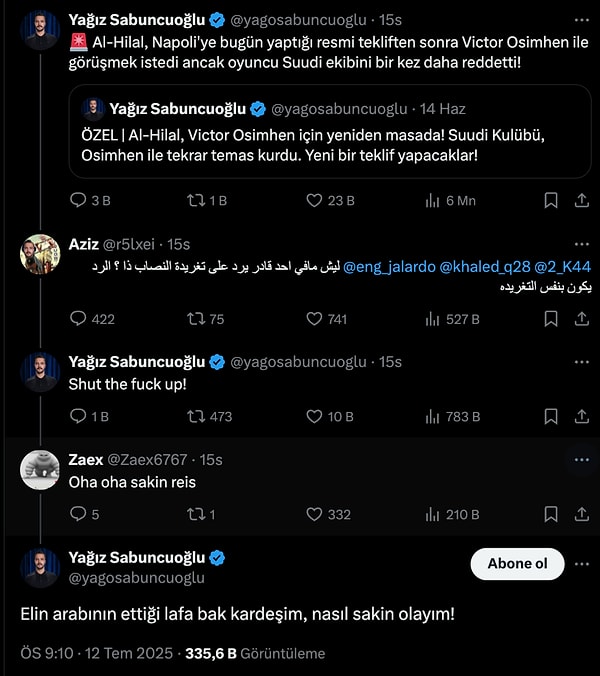 Yağız Sabuncuoğlu'nun paylaşımı 👇