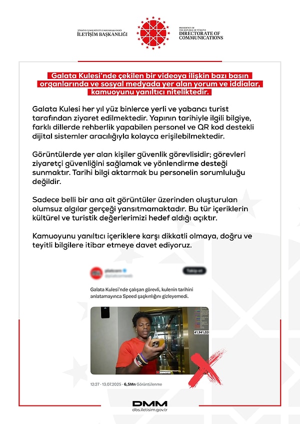 Dezenformasyonla Mücadele Merkezi'nden gelen açıklama: