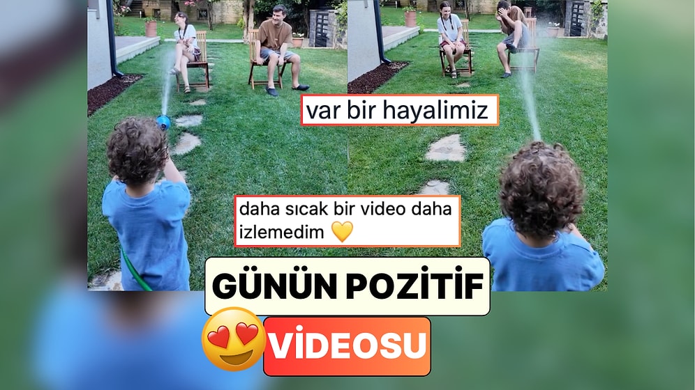 Anne ve Babasının "Kim Daha..." Sorularını Onları Islatarak Yanıtlayan Minik Ekin İçinizi Isıtacak