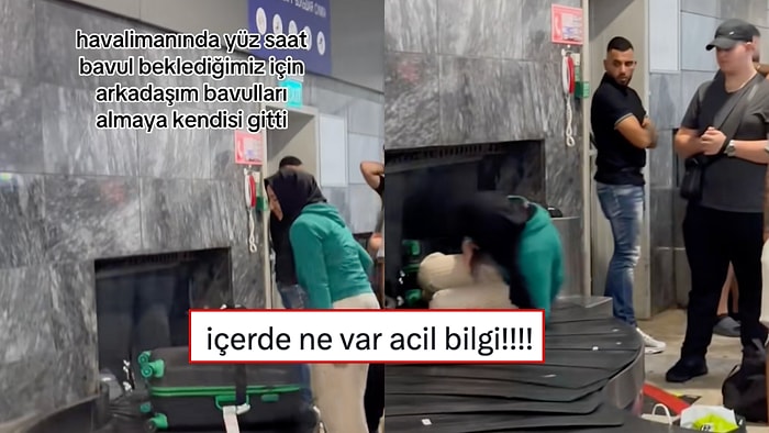 Havalimanında Bavul Beklemekten Sıkılan Yolcu Bagaj Bandına Girerek Herkesi Şoka Soktu