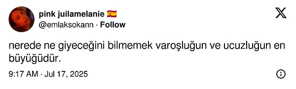 "Nerede ne giyeceğini bilmemek"