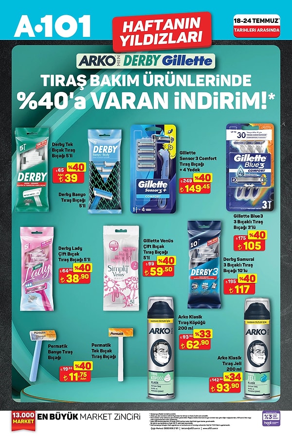 Tıraş Bakım Ürünlerinde %40'a Varan İndirim