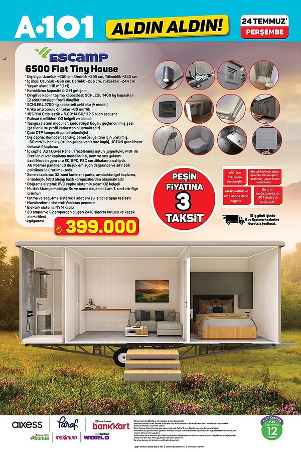 Escamp 6500 Flat Tiny House 475.000 TL