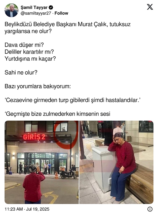 Murat Çalık'in cezaevinde bulunmasına tepki gösterenlerden biri de AKP'li Şamil Tayyar oldu👇🏻