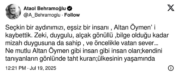 Şair ve yazar Ataol Behramoğlu: