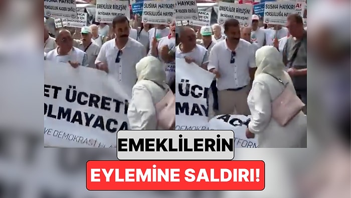 Eskişehir'de Bir Kadın Emekli Maaşlarını Protesto Eden Gruba Saldırarak Pankartlarını Yırttı