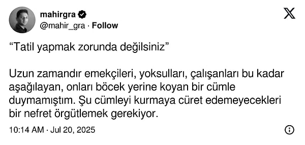 Sosyal medyada insanların krediyle tatile gitmek zorunda kalmasından, halka tatilin layık görülmemesine kadar birçok eleştiri geldi.