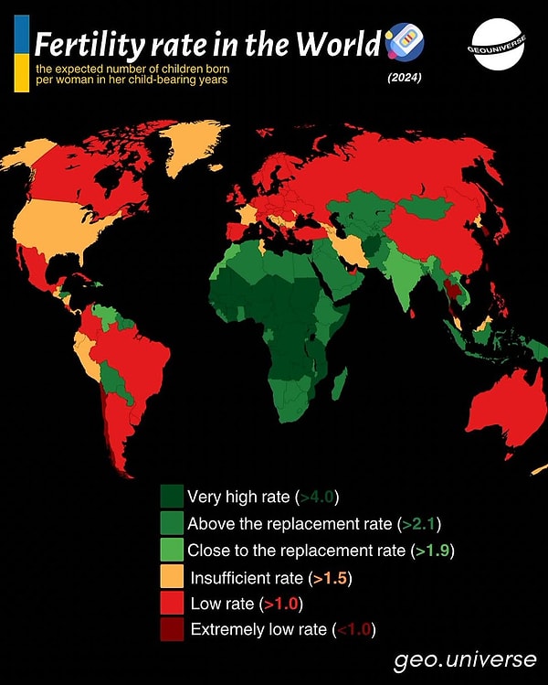 3. Dünya çapındaki doğum oranları.