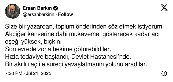 Avukat Ersan Barkın’ın Nihat Genç ile ilgili paylaşımı 👇