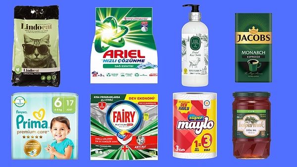 Temizlik malzemelerinden gıda ürünlerine yüzlerce üründe geçerli olan ürünleri sepetinize eklemeye başlayabilirsiniz.